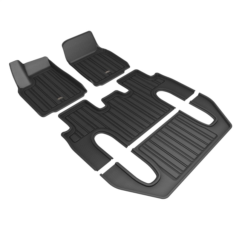 Tesla Model X Floor Mat Set - Front Row, 2nd Row, 3rd Row - 3D MAXpider - Elitect - Black - `22-`24 Tesla Model X Floor Mat Set - Front Row, 2nd Row, 3rd Row - 3D MAXpider - Elitect - Black - `22-`24